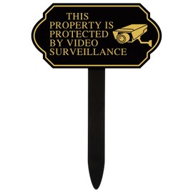 Private Property No Trespassing Sign, 7.09 x 3.54 Inches Self Adhesive Modern Design No Trespassing Mark with Stake Garden Statement Plaque Private Property Warning Signs(1 Pack)