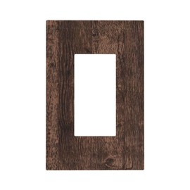 1 Gang Single Decorator GFCI/Rocker Wall Plate Distressed Vintage Rustic Lodge Dark Brown Taupe Wood Wooden Grain Electrical Outlet Decorative Receptacle Cover Light Switch for Dimmer, USB, Mid Size