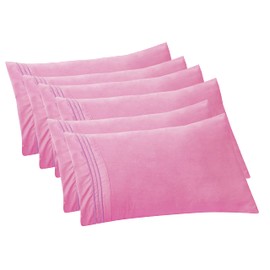 Elegant Comfort 6-PACK Solid Pillowcases 1500 Premium Hotel Quality Microfiber - Smooth Weave, Wrinkle and Stain Resistant, Easy Slip-On, 6-Piece Set, King Pillowcase, Light Pink