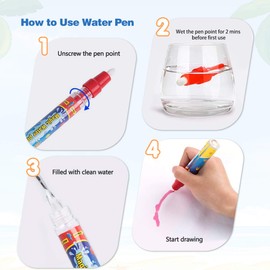 Joyfia 8 Pieces Water Doodle Pens Replacement Water Markers, Drawing Doodle Pens for Toddlers Kids Painting, Mess Free Coloring Brushs for Boys Girls Water Doodle Mat