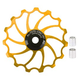 MEIJUN Rear Derailleur Guide Pulley Wheel 15T Ceramic Bearing for Folding Mountain BikesGold
