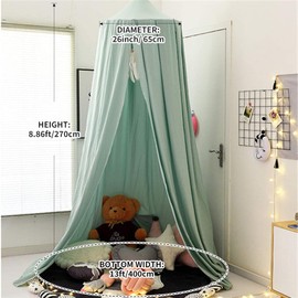 MetalNuts Large Bed Canopy for Kids – Round Dome Mosquito Net, Girls Princess Play Tent, Nursery Room Decoration for Baby, Cozy & Soft Bed Canopy for Children, Ideal for Kids’ Bed or Crib, Green