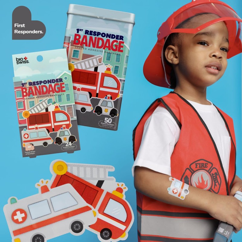 BioSwiss Bandages, First Responders Shaped Self Adhesive Bandage Set, Latex