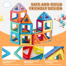 mysoler Magnetic Building Blocks 58 Pieces - Magnetic Toy Magnetic Building Blocks Magnets Kids Set, Magnetic Game STEM Montessori Toy for Children from 3 4 5 6 7 Years, Building Blocks Construction