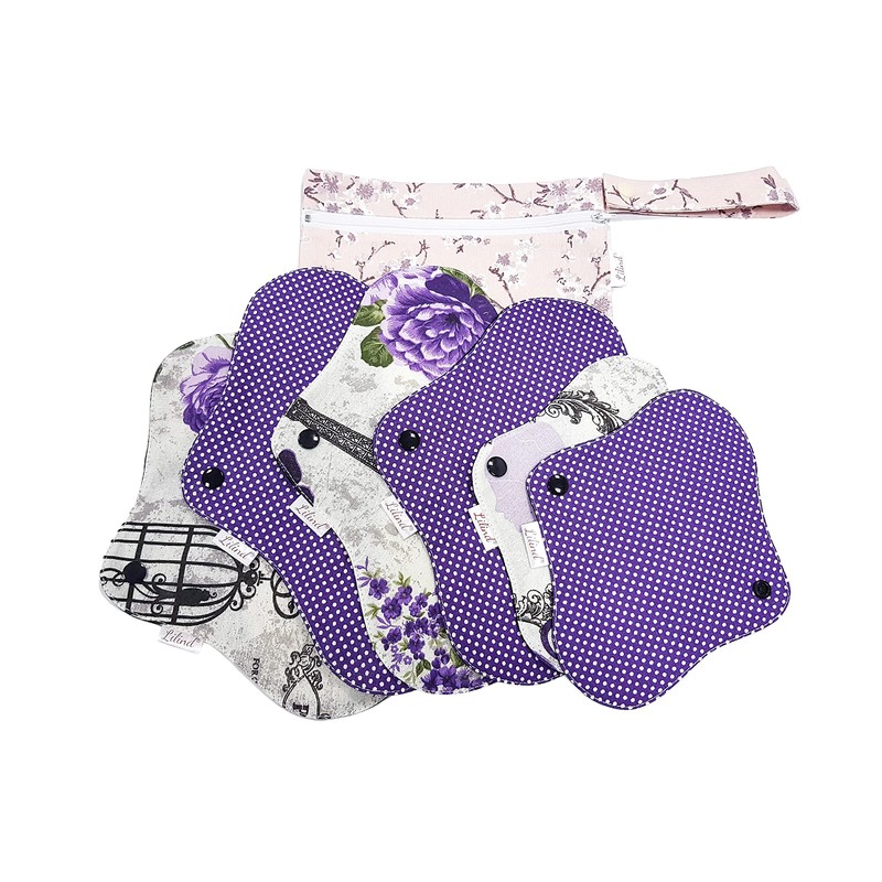 Lilind® 6 Pack Organic Cloth Pads Starter Set, Free Zip