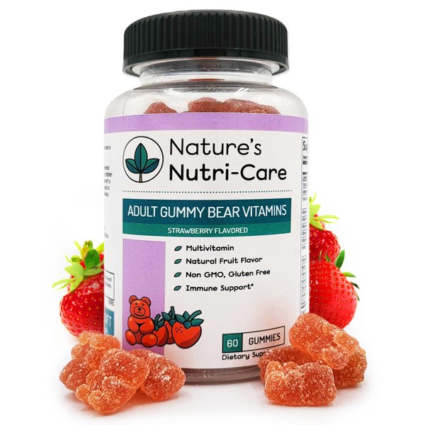 Nature's Nutri-Care Gummy Vitamins - Multivitamins for Women, Mens Multivitamin Gummies, Chewable Bear Vitamin for Adults, Women's & Men's Multi Supplements, Sweet Strawberry Bears, Made in USA, 60