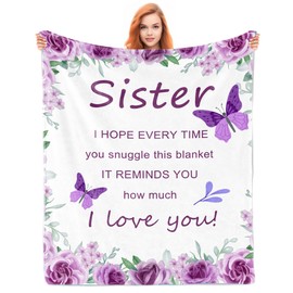 Noxkioy Sister Gifts, Sister Gifts from Sister, Sister Birthday Gifts, Big Sister Gift, Birthday Gifts for Sister, Gifts for Sister Blanket 60"×50", Soul Sister Gifts for Girls