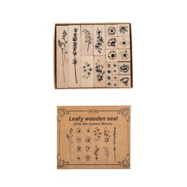 Pack of 22 Wooden Stamps, Flowers Wooden Stamps, Wooden Stamp Set, for Labelling, for DIY Albums and Scrapbooking, Born Like Summer Flowers