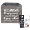 Premium Granite Linen Look Foldable Shoe Cover Bin, Indoor Real