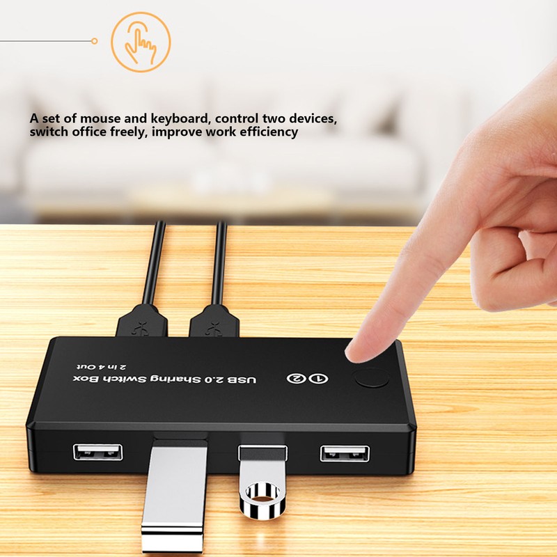 USB 2.0 Switch Selector 2 in 4 Out Great Compatibility