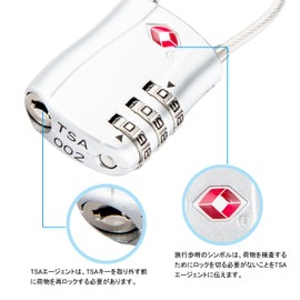 Diyife TSA Lock [With Luggage Tag] Padlock, 3-Digit Dial-Type Lock, Wire Type, Safe for Travel, Suitcase, Overseas Travel, Airport, Luggage Suitcase, Zipper Bag, Handbag, Silver