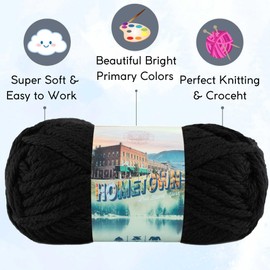 Lion Brand Hometown South Dakota Black 135-153 (3-Skeins - Same Dye Lot) #6 S Bulky Acrylic Yarn for Crocheting and Knitting with Project Bag