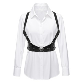 Goth Women Waist Belts Black Punk PVC Leather Fashion Body Chain Belt Adjustable Waist Belts Accessory