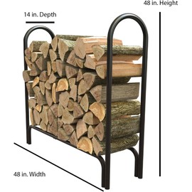 Plexon 4-Foot Outdoor Log Rack – Heavy-Duty Firewood Storage for Backyard, Patio & Fireplace, 13.5" D x 49" W x 48.5" H