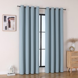 Flyfun Grommet Blackout Curtains for Bedroom and Living Room - 2 Panels Set Thermal Insulated Room Darkening Curtains (Aquamarine, 52W x 84L)