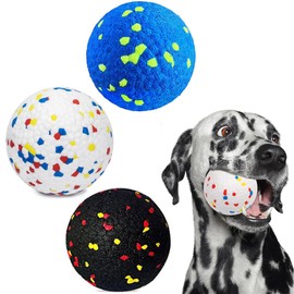 3pcs Dog Balls for Aggressive Chewers Indestructible Dog Toys Ball, Durable Dog Toys Ball for Large Medium Small Dog and Puppies (Black+Blue+White)