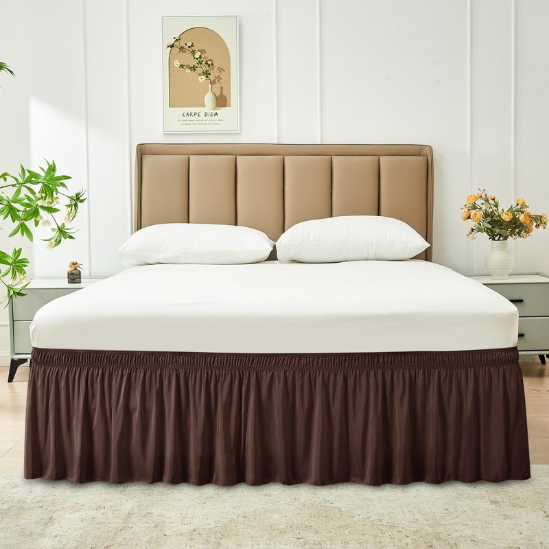 Biscaynebay Wrap Around Bed Skirts for Queen Beds 15" Drop,