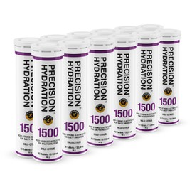 Precision Hydration Lite Electrolytes Tablets - Multi Strength Effervescent Hydration Tablet - Low Calorie, Gluten Free, Vegan/Vegetarian Friendly, Mild Citrus Flavour (1500mg/l - Purple, 12 Tubes)