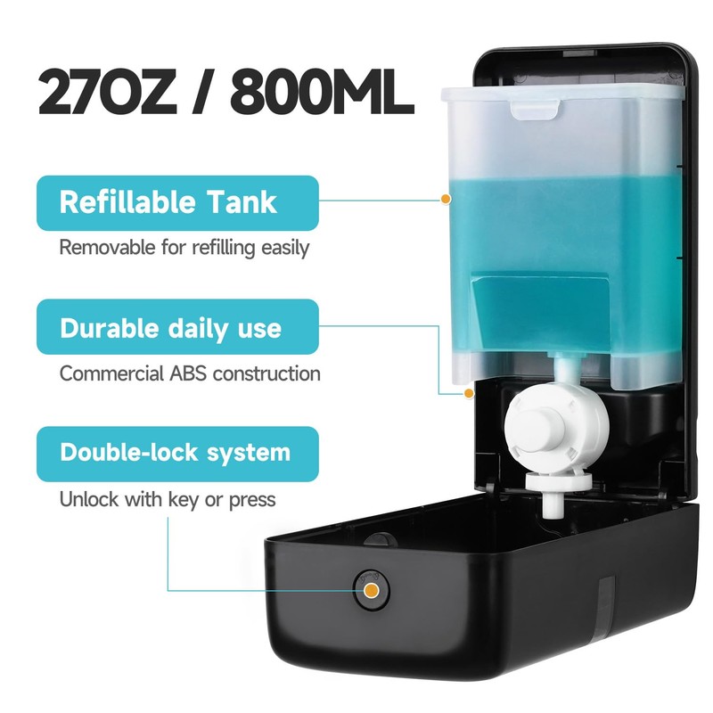AIKE Wall Mount Liquid Soap Dispenser, 27oz Large Capacity with