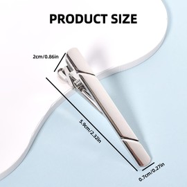 2.32" Metal Tie Clips for Men, Silver Tie Bar Clip Business Necktie Pinch Fashion Tie Clip Suit Accessories for Men Business Office Wear Party Wedding Gift Daily Life (5.9cm)