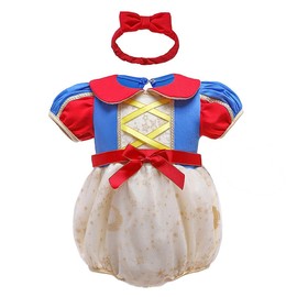 Lito Angels Princess Snow White Dress with Headband for Baby Girls, Bodysuit, Romper Costume, Fancy Dress, Size 6–9 Months