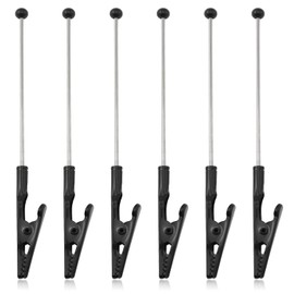 yyangz 6PCS Beaded Metal Long Tail Crocodile Clip Sticky Note Holder Desktop Memo Message Holder for Notes Photos Menus Paper Desk Card Holder Black