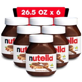 Nutella Hazelnut Spread With Cocoa For Breakfast, Bulk 6 Pack, 26.5 Oz Per Jar