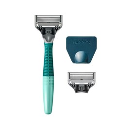 Harry's The Truman Classic Rubber Handle with Two-Toned Design, and Refills with 5 Sharp Blades Comfort - Color: Sage, Type: Truman + 2 Blades
