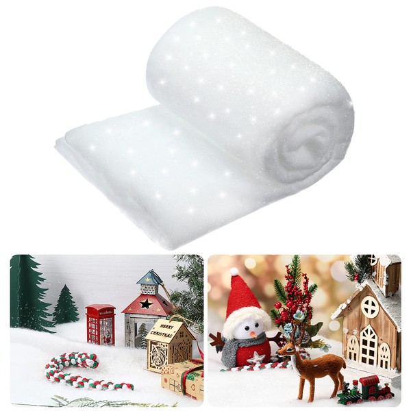 Skylety Christmas Snow Blanket Set, Glitter Artificial Snow Blanket, Fake