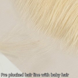 Grand Nature Lace Frontal Blonde 613 Body Wave Pre Plucked Hair Line Ear To Ear Lace Closure With Bangs