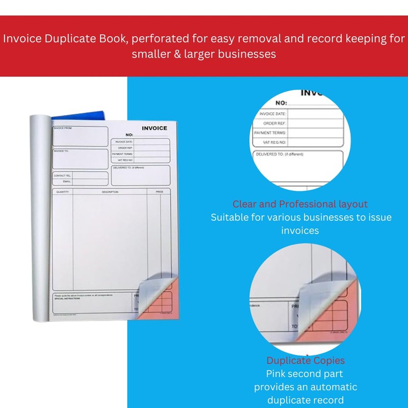 Cherry NCR Invoice Duplicate Book, A5, 50 Sets