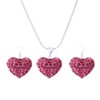 LAKIYOYO Red Heart Necklace Earrings Set Rhinestone Heart Earring Zircon