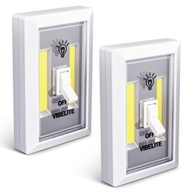 VIBELITE Closet Light, Battery Operated Switch Light, Tap Light, Touch, Push Night Lights, Wall Wireless Mount Under Cabinet, Shelf, Shed, Kitchen, Garage, Attic, RV, Lighting Installations (2-Pack)