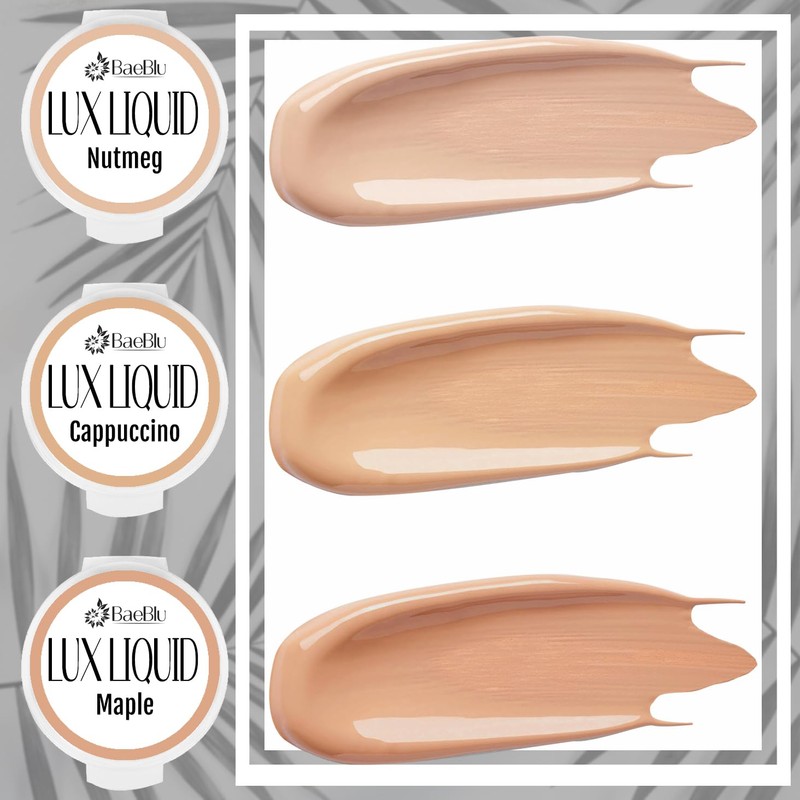 BaeBlu Organic LUX Liquid Foundation SAMPLES, Nutmeg, Cappuccino, Maple