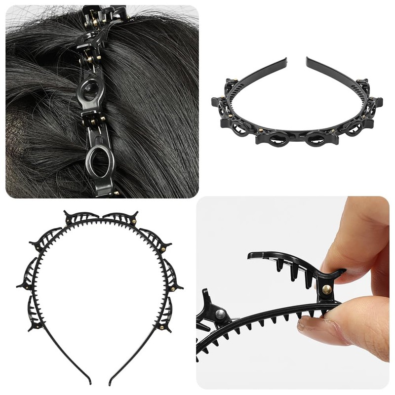LOPHE 2PCS Clip Headbands Double Bangs Hairstyle Hairpin, Teeth Comb