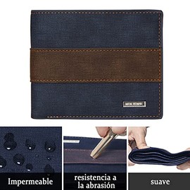 Tarjetero de cuero, Cartera para Hombre RFID Bloqueo Antirrobo | Tarjetero para Caballero Plegable,con bolsillo de moneda cierre del imán billetera, p