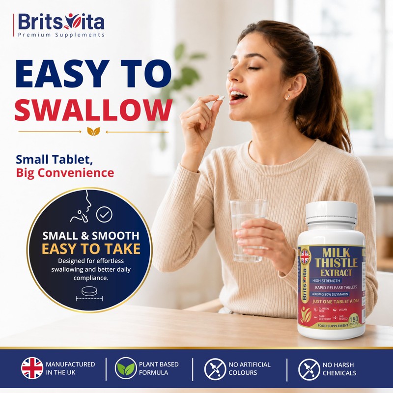 Brits Vita Milk Thistle 180 Vegan Tablets 80% Silymarin UK