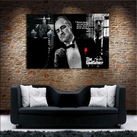 Myartstyle - Godfather Pictures 120 x 80 cm Canvas Pictures XXL - 1-Piece Wall Pictures Film Popular Movies Art Prints w-P-2020-043