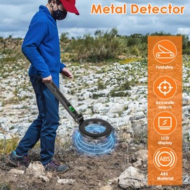 KTZCTPCA Metal Detector, Professional Gold Detector for Treasure Hunt, Waterproof 10" Search Coil with Intuitive LCD Display, Foldable Metal Detectors, High Accuracy Adjustable Metals Detectors