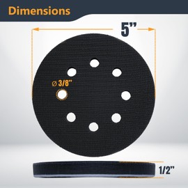 POWERTEC 5 Inch Foam Interface Pads, 2PK, 8 Hole Hook and Loop Replacement Backing Pad for Orbital Sander, High Density PU Cushion Orbital Sander Foam Pad for Contour Sanding & Dust Extraction (46900)