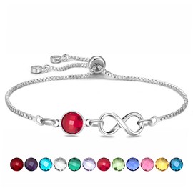 HEYEJET July Birthstone Bracelet July Birthday Gifts for Women Girls Crystal Birthstone Jewellery for Female Mum Daughter Sister Friends Ruby Link Chain Bracelet Adjustable (July)