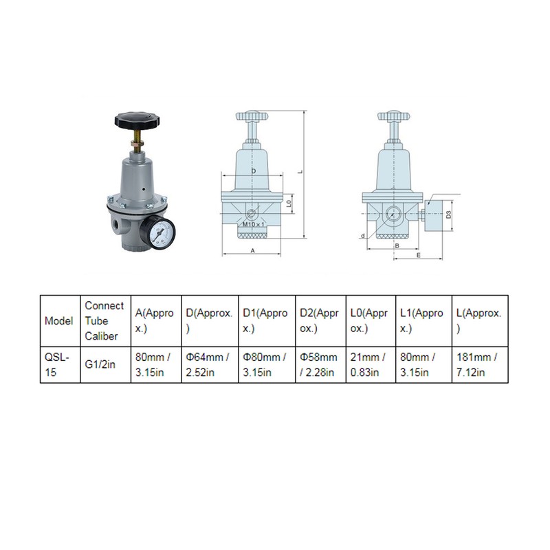 Air Pressure Regulating Valve Aluminum Alloy Small Pneumatic Air Regulator