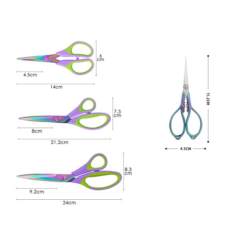 Titanium Coating Sewing Scissors Bundle, Professional Fabric Scissors Set, Ultra-Sharp