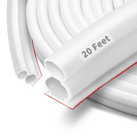Fingwerk 20 Feet Rubber Door Weather Stripping Door Seal Large Gap, Self-Adhesive Extra Thick D-Shape Door Seal Strip for Door Frame Door Insulation Strip, Easy Cut to Size(White), ‎‎FKBGDW20FT