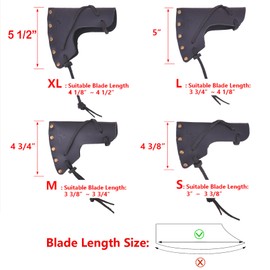 OXPANG Cowhide Leather Hatchet Sheath Holster Axe Head Holder Blade Cover For Hiking (Black, S：3"~3 3/8")