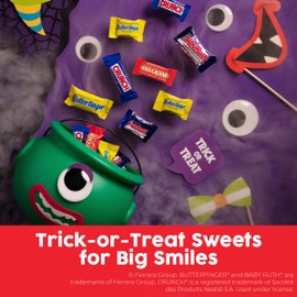 Butterfinger, CRUNCH, Baby Ruth, 100 Grand Fun Size Assorted Candy Bars, Great for Sharing, Bulk 40 Count Pack, 20.7 oz