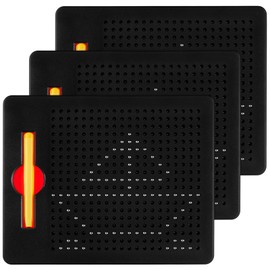 Yexiya 3 Pcs Magnetic Drawing Board,Travel Drawing Kit Magnet Sketch Thread Board with Stylus Pen and Beads Toy for Quiet Time Activities(Black,7 x 8.5 Inches)