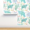 Commercial Grade Wallpaper Swatch - Manatees Small Scale Turquoise Baby