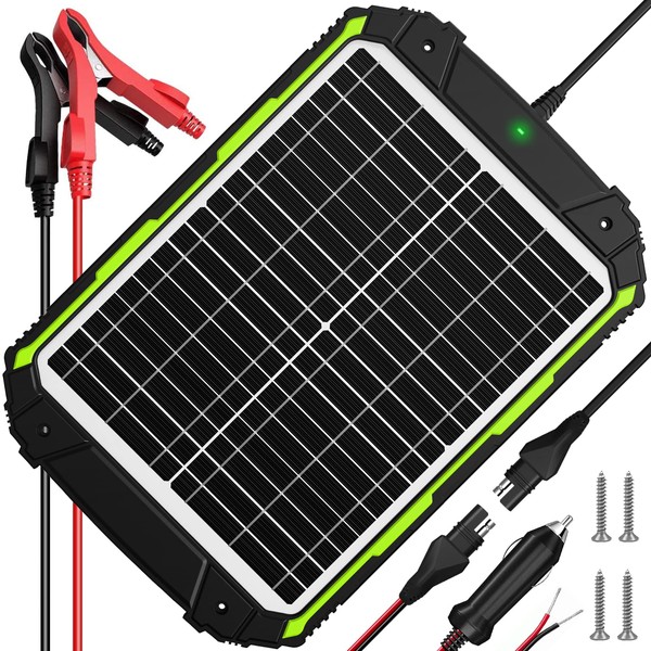 20W 12V Solar Battery Charger & Maintainer, Waterproof 20 Watt 12 Volt Solar Panel Trickle Charger, Built-in Intelligent MPPT Charge Controller for Car Boat Marine RV Camper Dump Trailer Truck