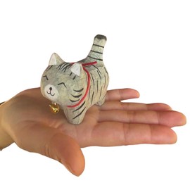 Hand-Carved Wooden Cat Figurine Statue– Adorable and Unique Gift for Cat Lovers and Women – Figurines and Statues Perfect for Home Decor, Stocking Stuffers, Gifts and Special Occasions (Grey2)